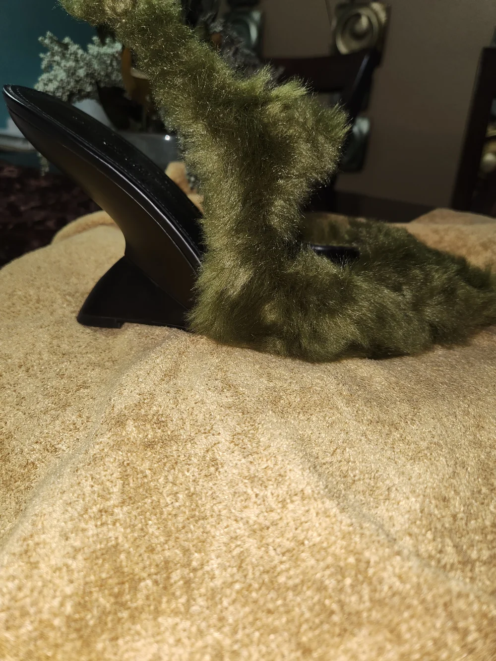 Brandon Blackwood Paloma Heel in Green Shearling